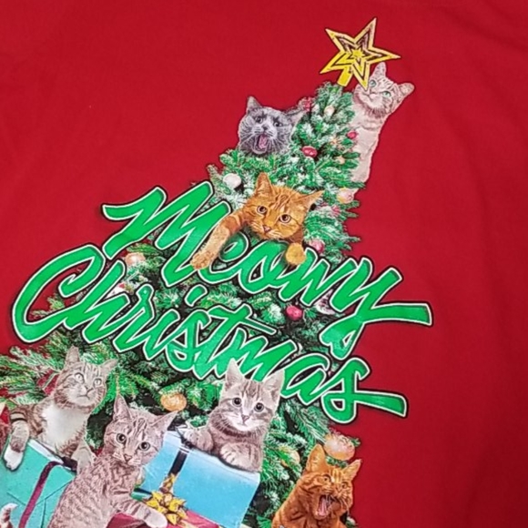 EUC🔥 MEOWY Christmas- Cat T Shirt - Picture 2 of 5